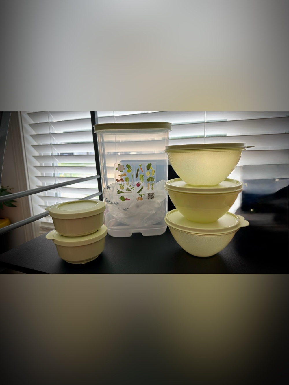 Tupperware Yellow Food Storage Bowl Set with Lids